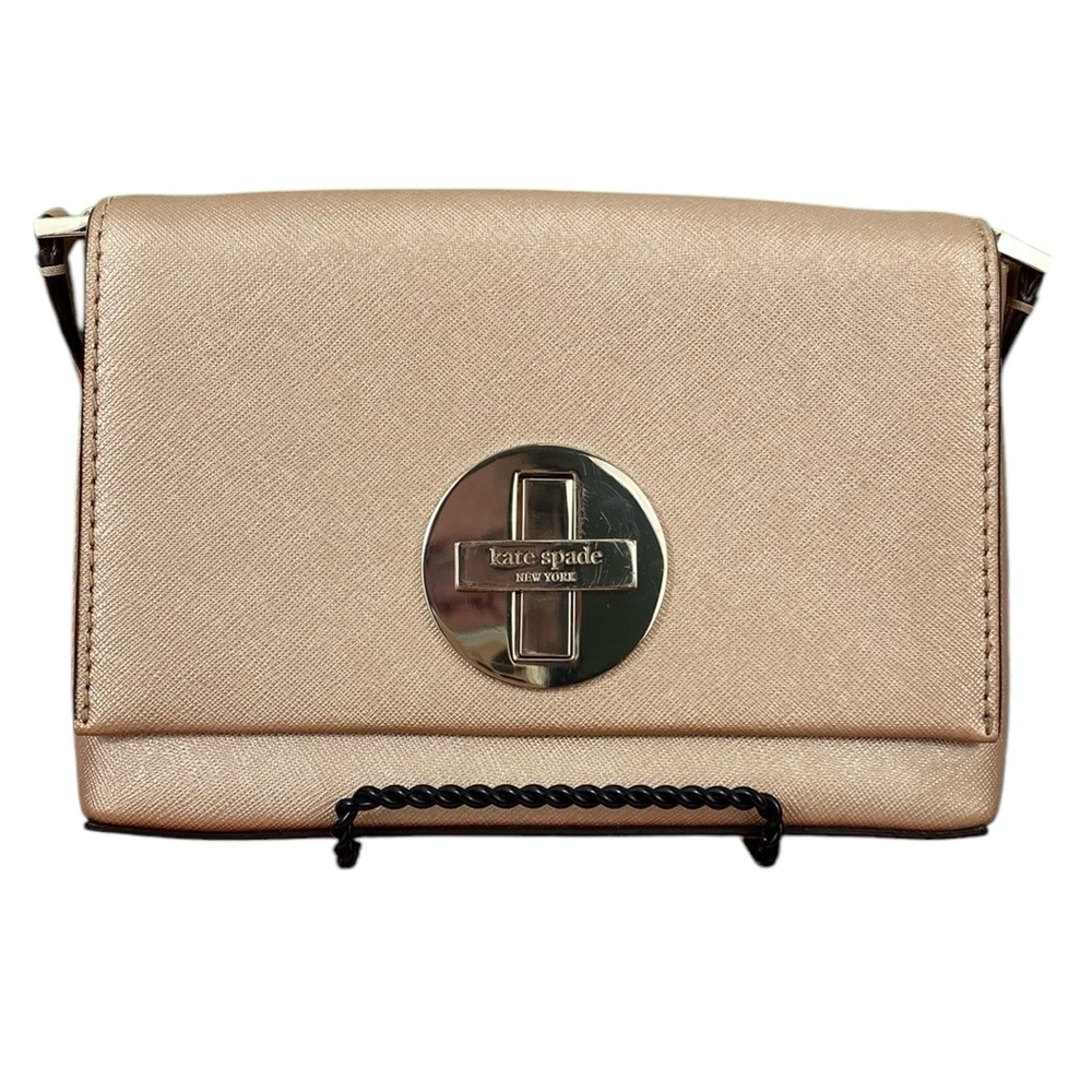 Kate Spade GUC Newberry Lane Sally Rose Gold Leather Turn-lock Crossbody